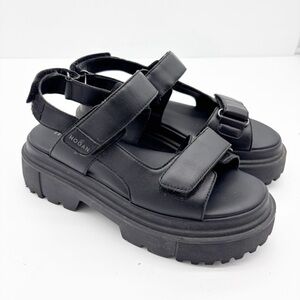 Hogan Chunky Black Leather Sandals